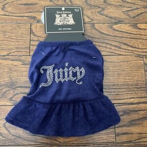 JUICY COUTURE Pets Dog Navy Blue Terry Cloth Dog Dress Vest XS/S